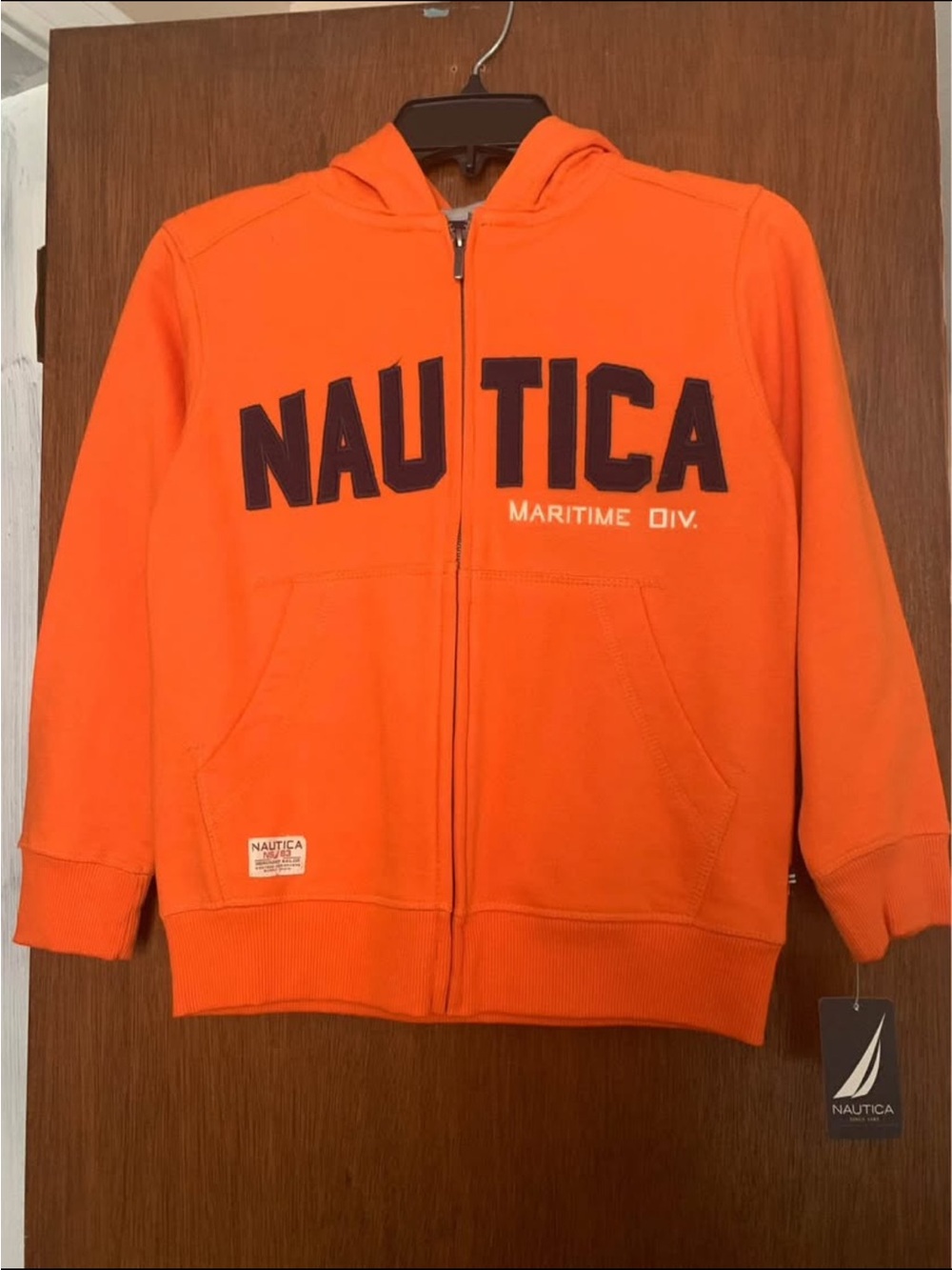 Nautica Kids Bright Orange Full-Zip Hooded Sweatshirt